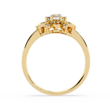 Celestial Bloom: 0.52ct Lab Grown Diamond Ring in 14k Gold with Intricate Heart Motif