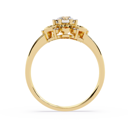 Celestial Bloom: 0.52ct Lab Grown Diamond Ring in 14k Gold with Intricate Heart Motif
