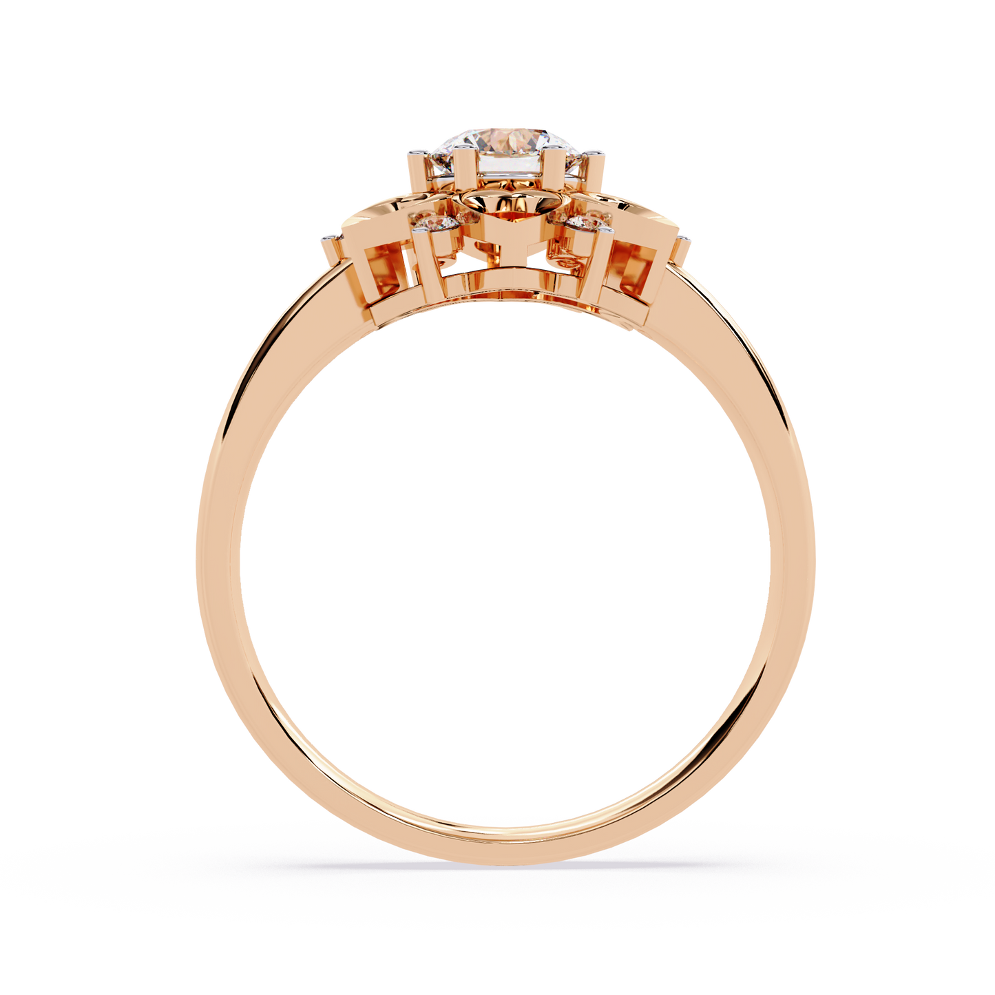 Celestial Bloom: 0.52ct Lab Grown Diamond Ring in 14k Gold with Intricate Heart Motif