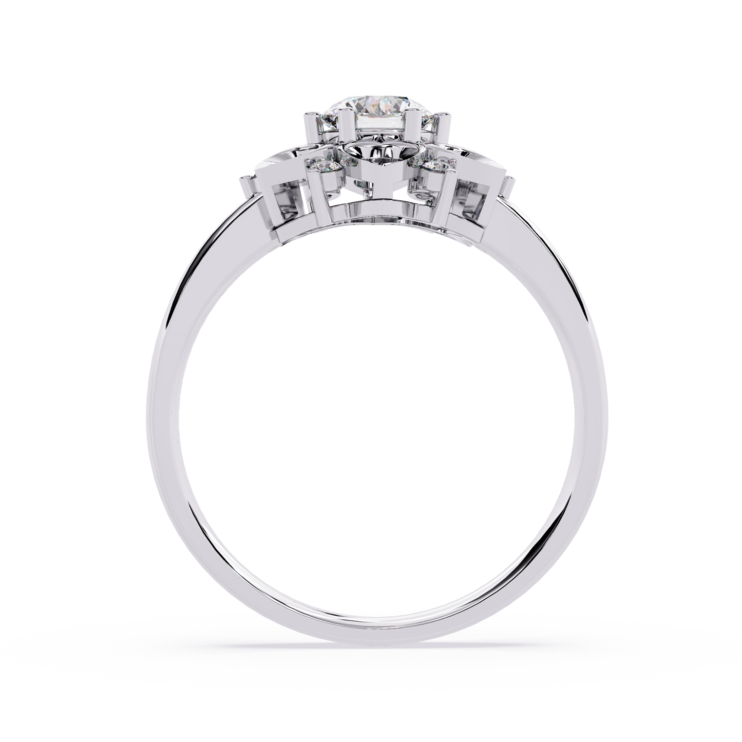 Celestial Bloom: 0.52ct Lab Grown Diamond Ring in 14k Gold with Intricate Heart Motif