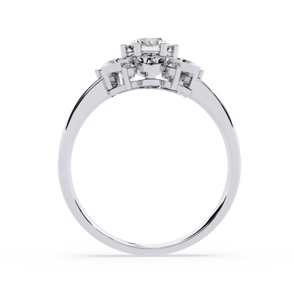 Celestial Bloom: 0.52ct Lab Grown Diamond Ring in 14k Gold with Intricate Heart Motif