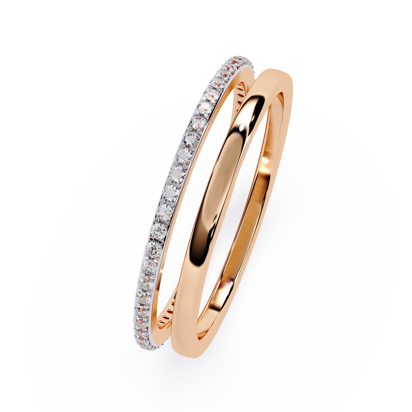Double Band Lab Grown  Diamond Ring in 14k Gold