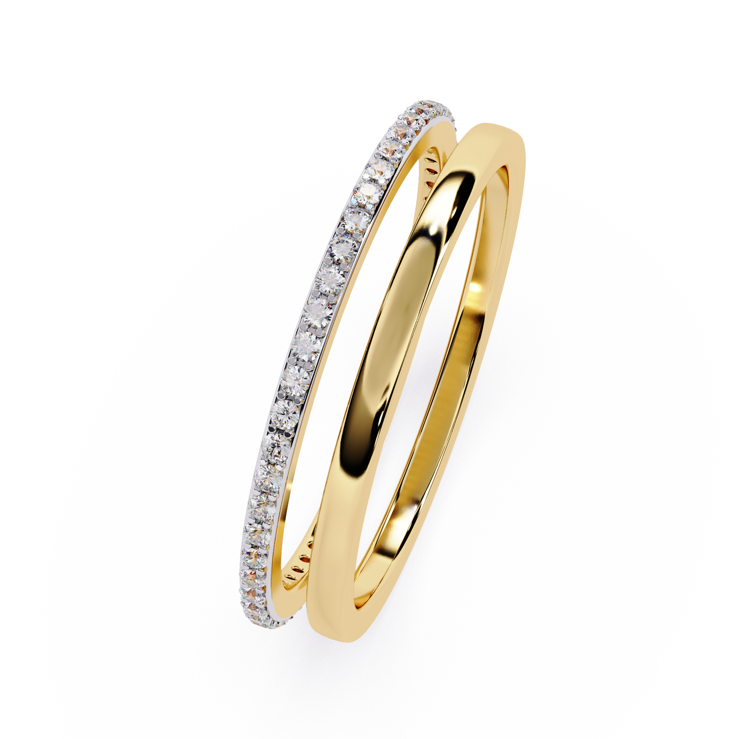 Double Band Lab Grown  Diamond Ring in 14k Gold