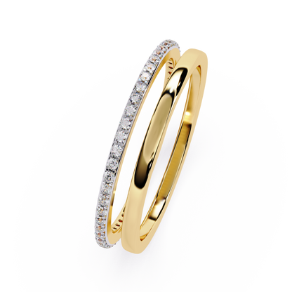 Double Band Lab Grown  Diamond Ring in 14k Gold
