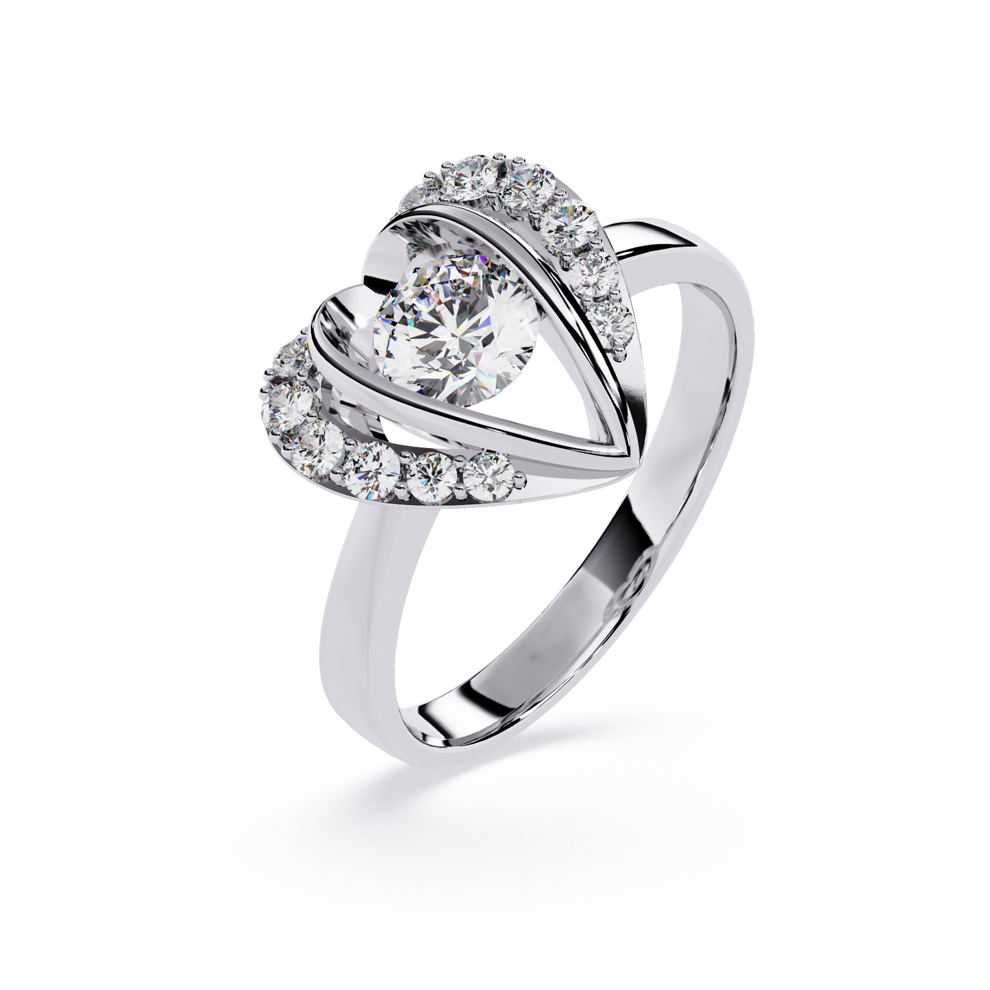 Dancing Heart: 0.66ct Lab Grown Diamond Ring in 14k Gold with Double Halo