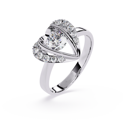 Dancing Heart: 0.66ct Lab Grown Diamond Ring in 14k Gold with Double Halo