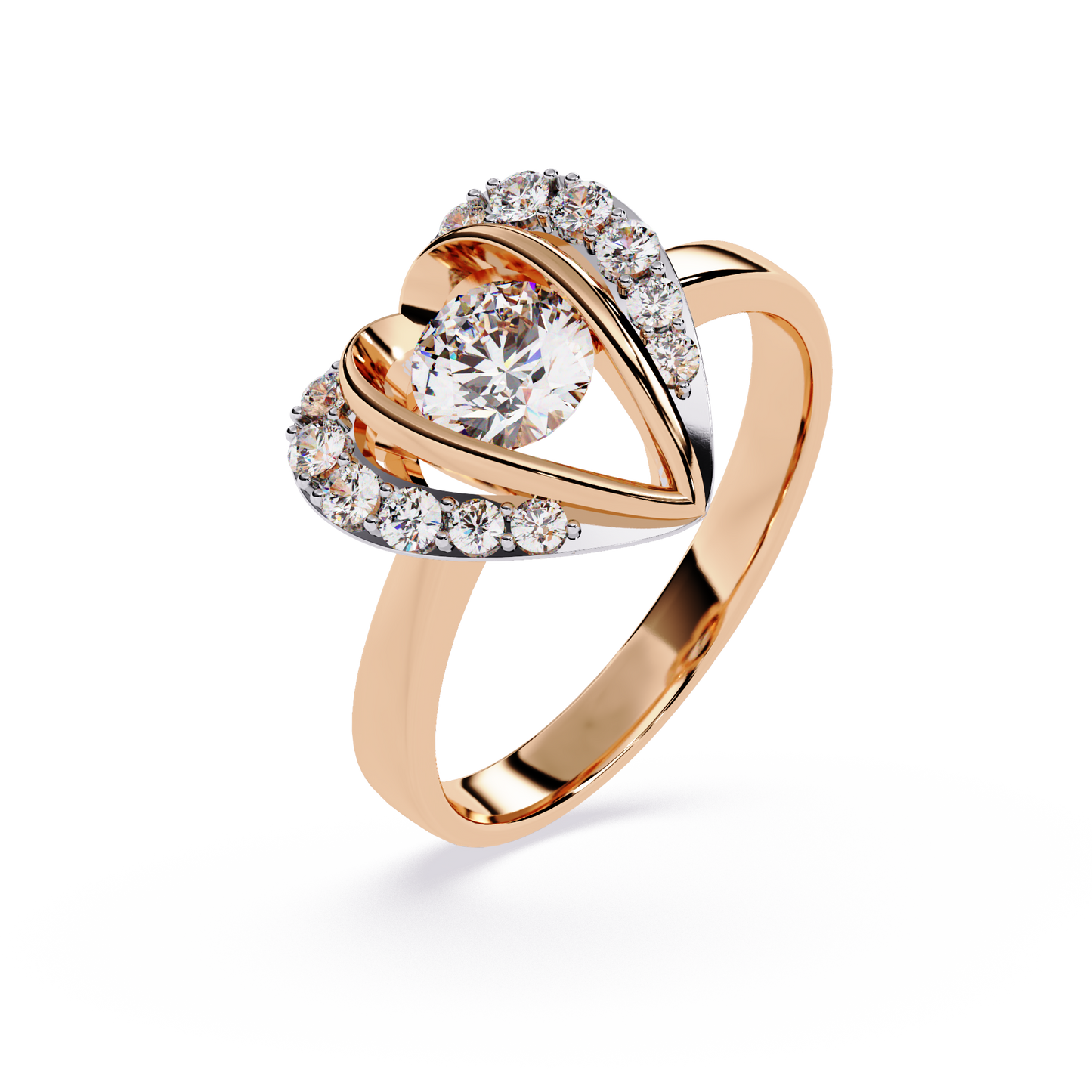 Dancing Heart: 0.66ct Lab Grown Diamond Ring in 14k Gold with Double Halo