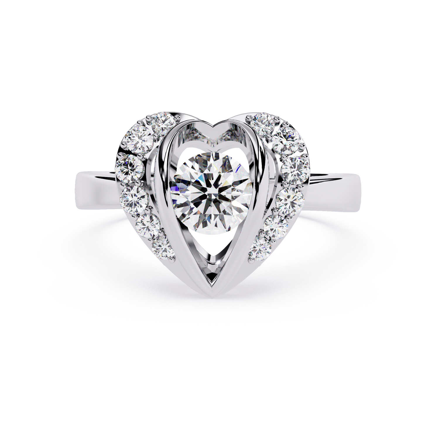 Dancing Heart: 0.66ct Lab Grown Diamond Ring in 14k Gold with Double Halo