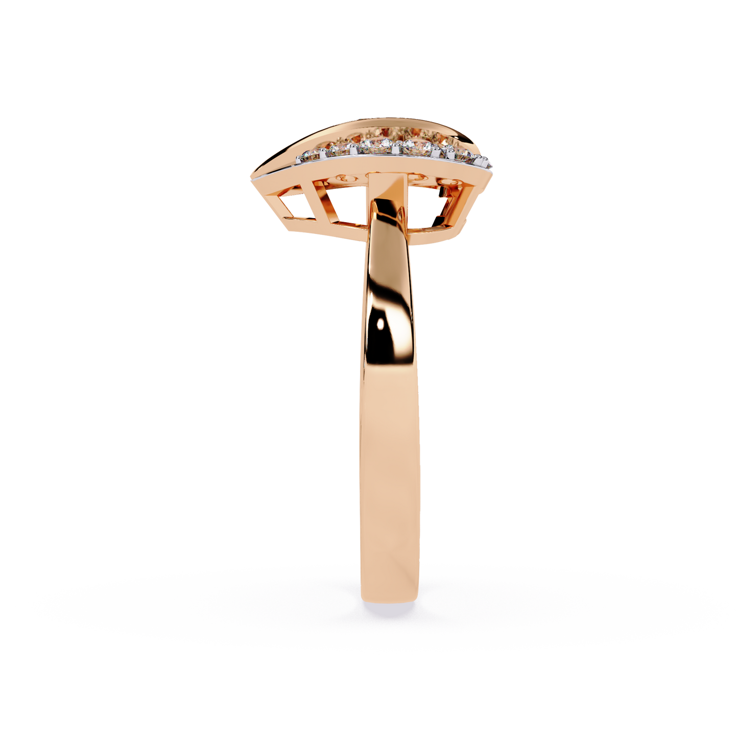 Dancing Heart: 0.66ct Lab Grown Diamond Ring in 14k Gold with Double Halo