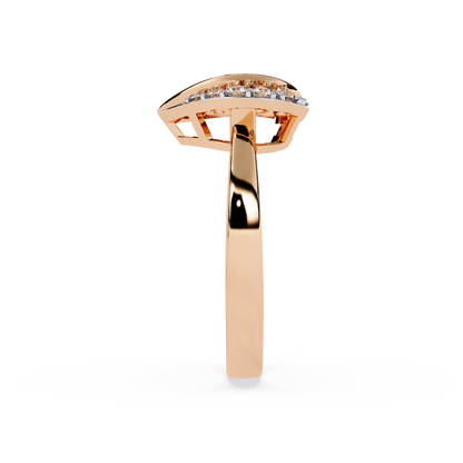Dancing Heart: 0.66ct Lab Grown Diamond Ring in 14k Gold with Double Halo