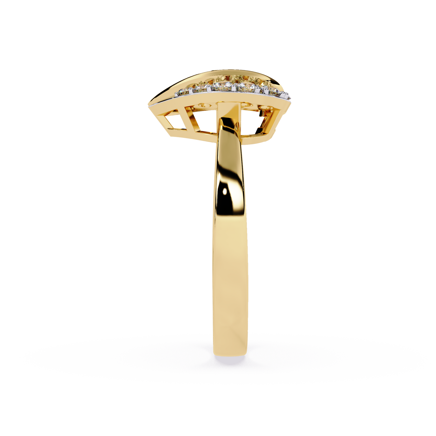 Dancing Heart: 0.66ct Lab Grown Diamond Ring in 14k Gold with Double Halo