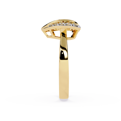 Dancing Heart: 0.66ct Lab Grown Diamond Ring in 14k Gold with Double Halo