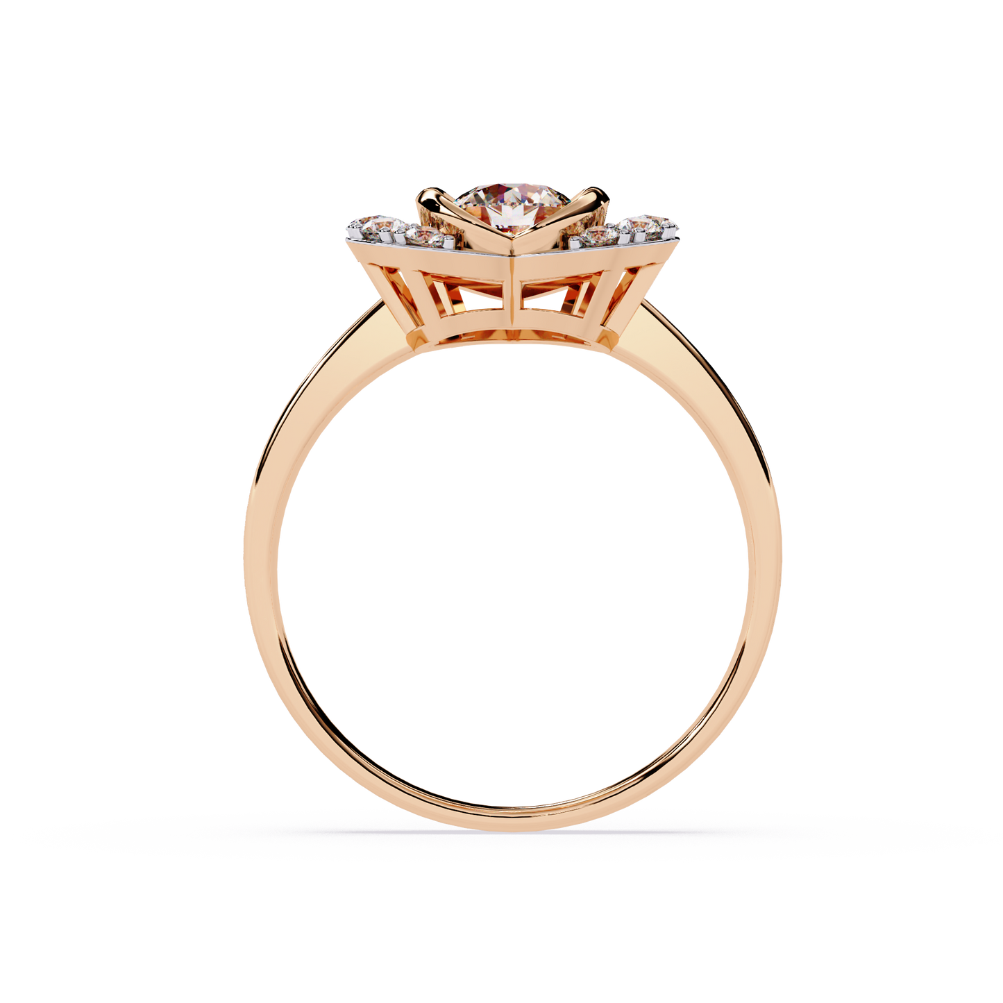 Dancing Heart: 0.66ct Lab Grown Diamond Ring in 14k Gold with Double Halo