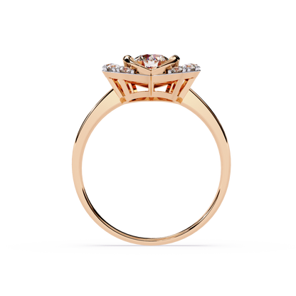Dancing Heart: 0.66ct Lab Grown Diamond Ring in 14k Gold with Double Halo