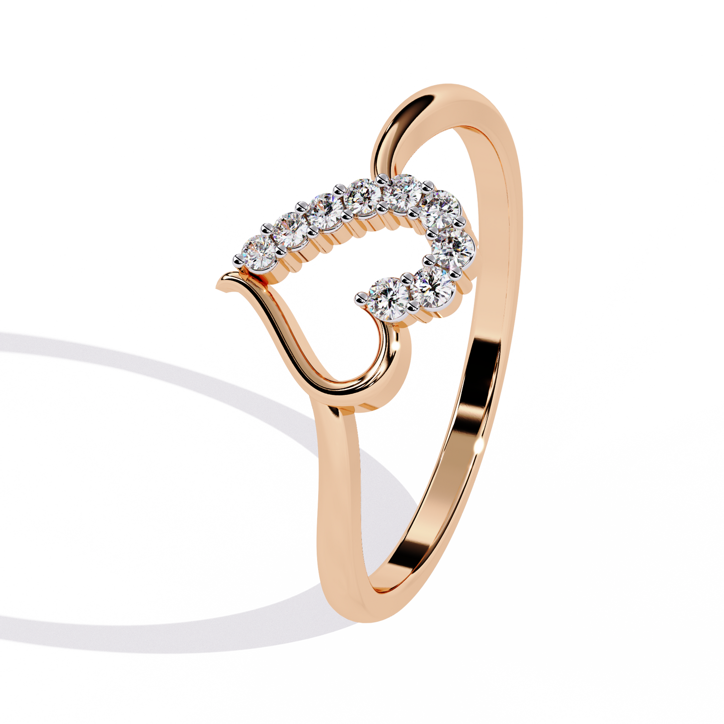 0.08 CT Lab Grown Diamond Heart Ring in 14K Rose Gold, IGI Certified