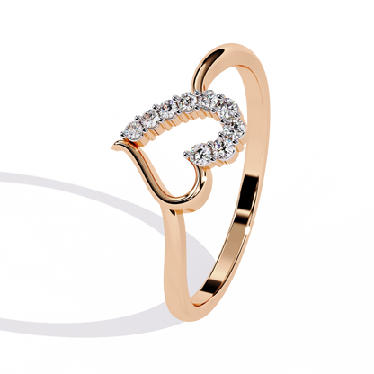 0.08 CT Lab Grown Diamond Heart Ring in 14K Rose Gold, IGI Certified