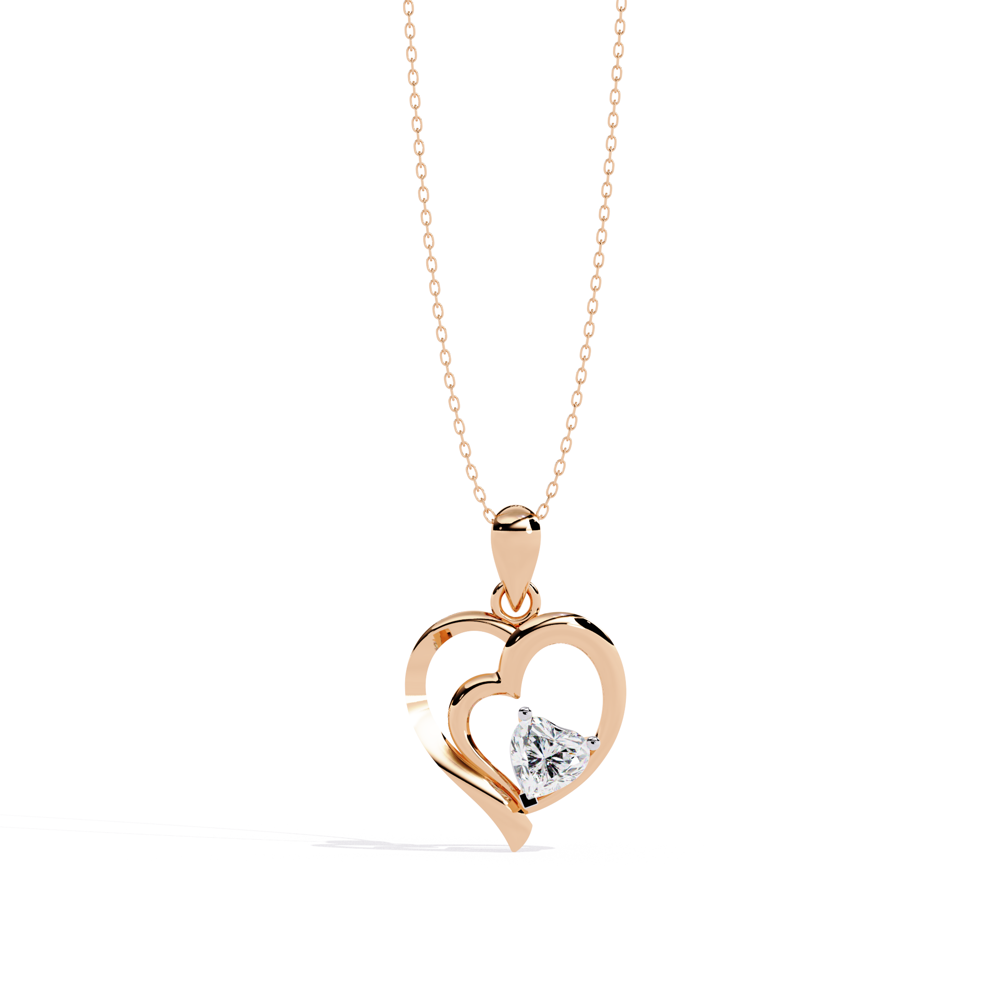 0.52ct Diamond Heart Pendant, 1.64 kt Gold - Perfect Gift