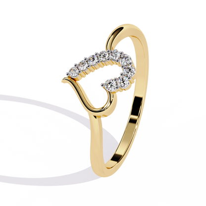 0.08 CT Lab Grown Diamond Heart Ring in 14K Rose Gold, IGI Certified