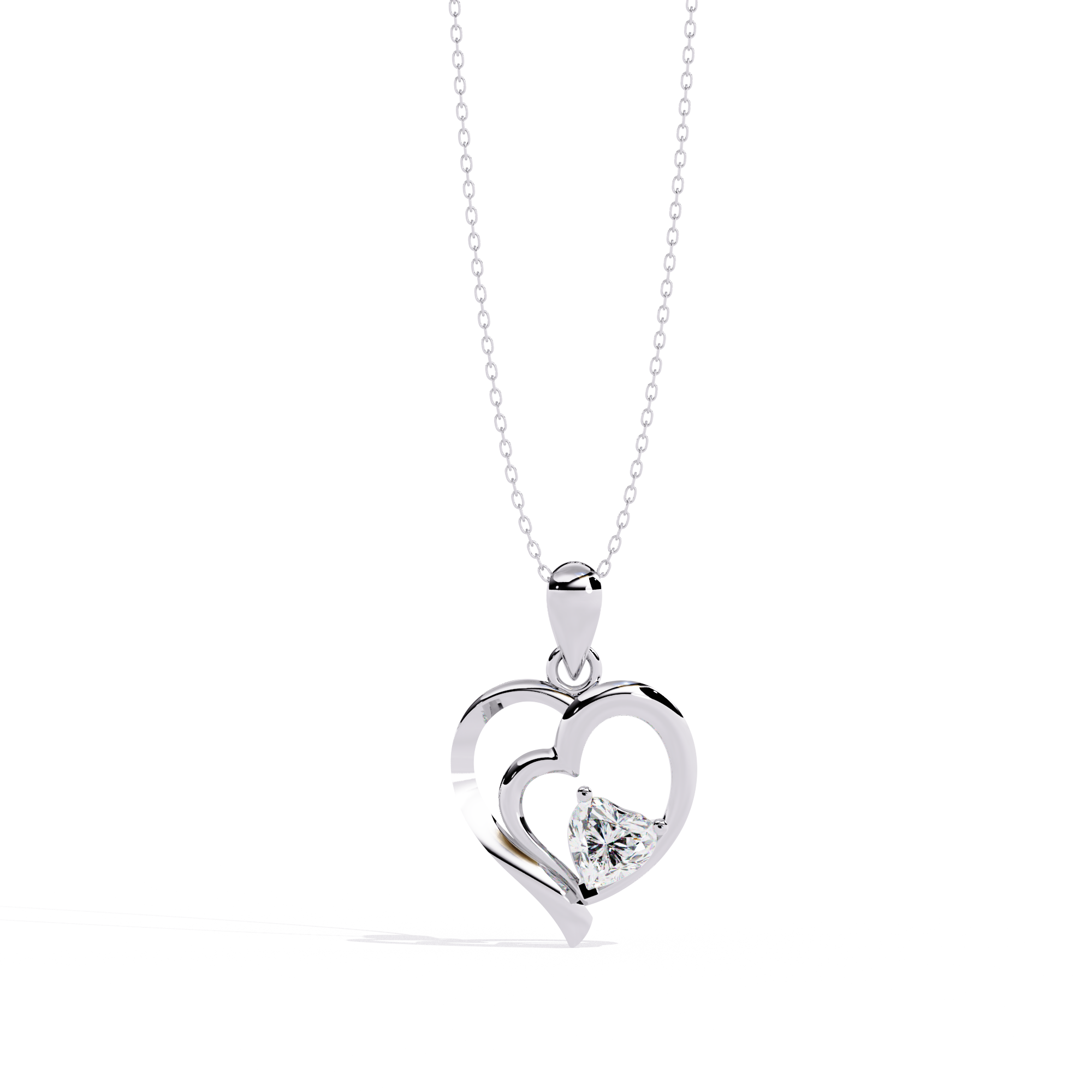 0.52ct Diamond Heart Pendant, 1.64 kt Gold - Perfect Gift