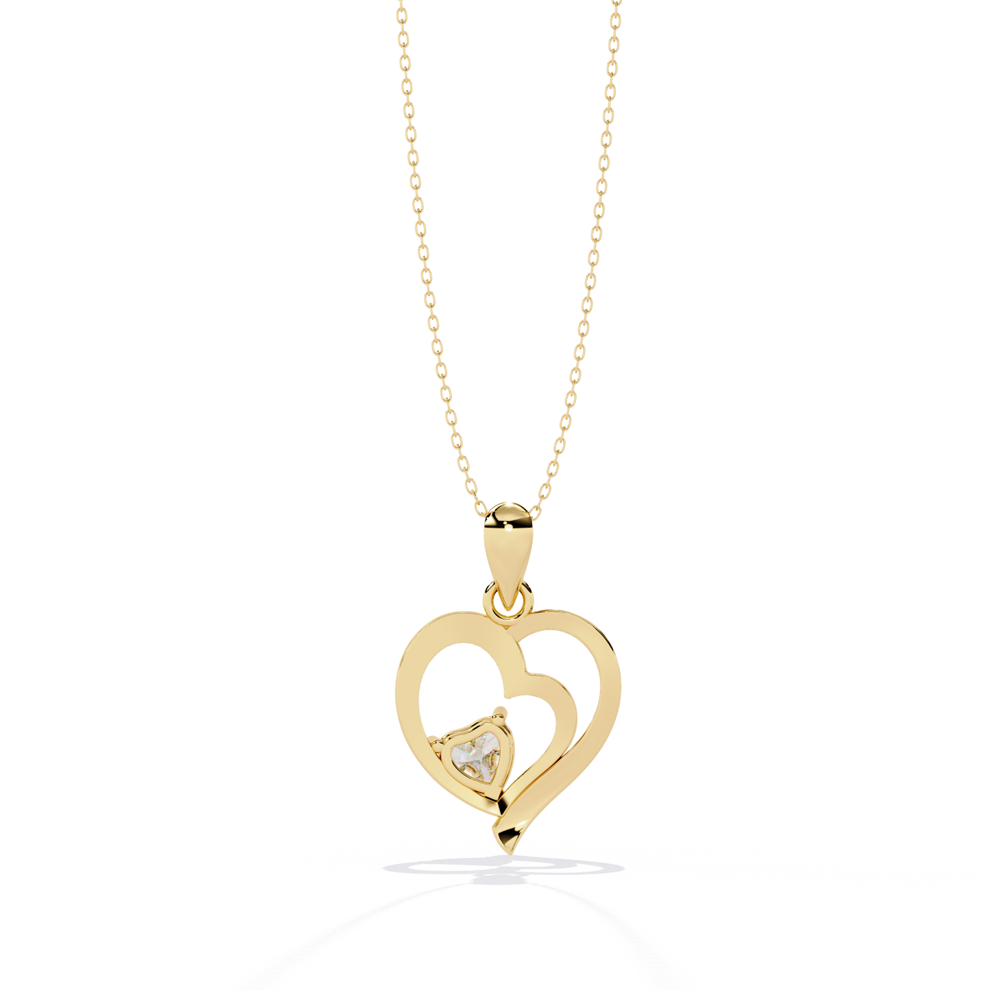 0.52ct Diamond Heart Pendant, 1.64 kt Gold - Perfect Gift