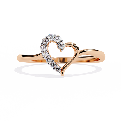 0.08 CT Lab Grown Diamond Heart Ring in 14K Rose Gold, IGI Certified