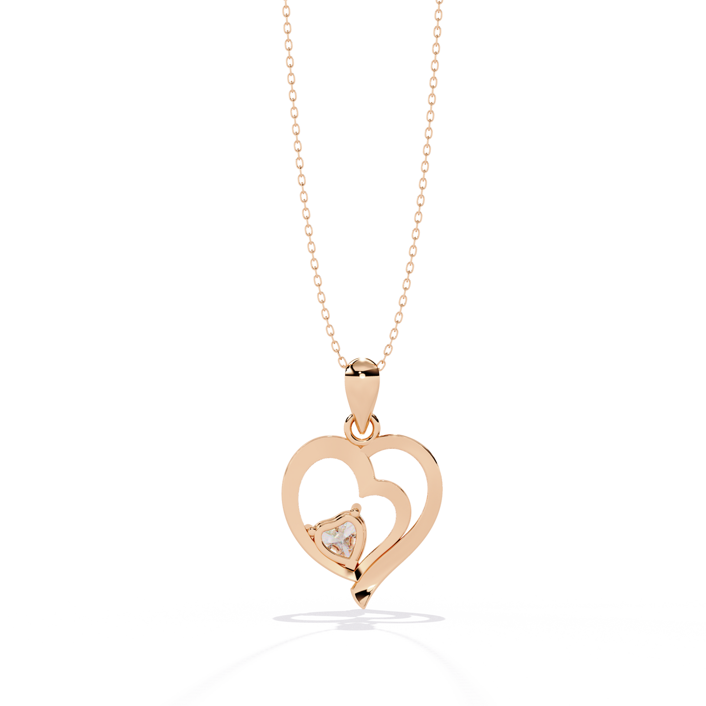 0.52ct Diamond Heart Pendant, 1.64 kt Gold - Perfect Gift