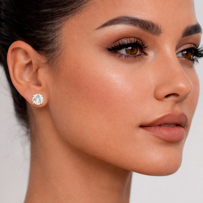 1.71 Carat Round Lab Diamond Solitaire Stud Earrings in 14K Yellow Gold