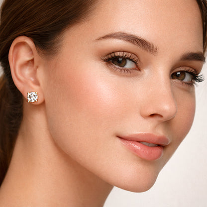 Round Solitaire Stud Earring in Gold Vermeil (925 Silver) – 0.32 Ct Diamond