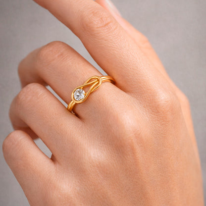 Infinity Solitaire Diamond Ring in Gold Vermeil 925 Silver