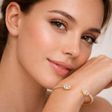 Marquise Diamond Open Cuff Bracelet in Gold Vermeil 925 Silver
