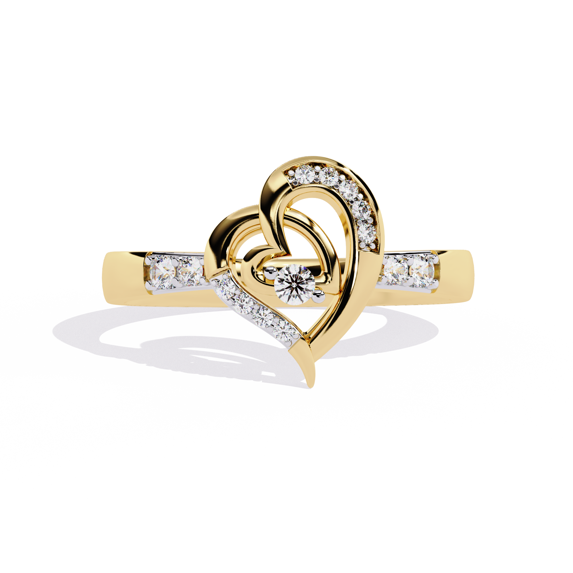 Sparkling Heart: 14k Gold Ring with 0.13ct Diamond Accent