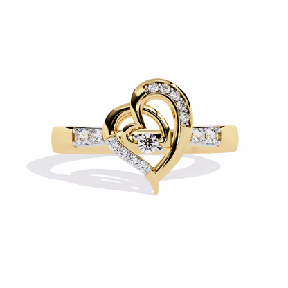 Sparkling Heart: 14k Gold Ring with 0.13ct Diamond Accent