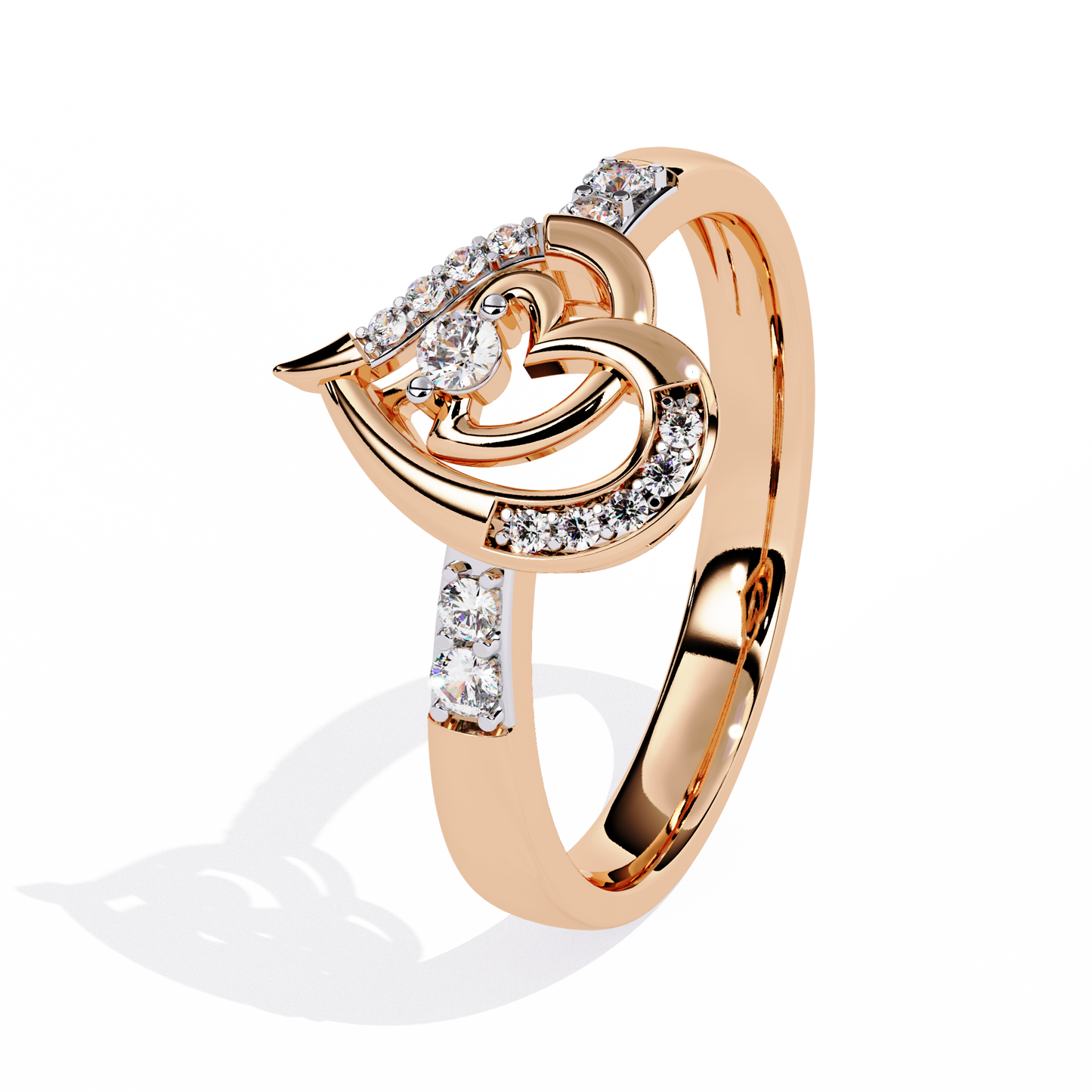Sparkling Heart: 14k Gold Ring with 0.13ct Diamond Accent