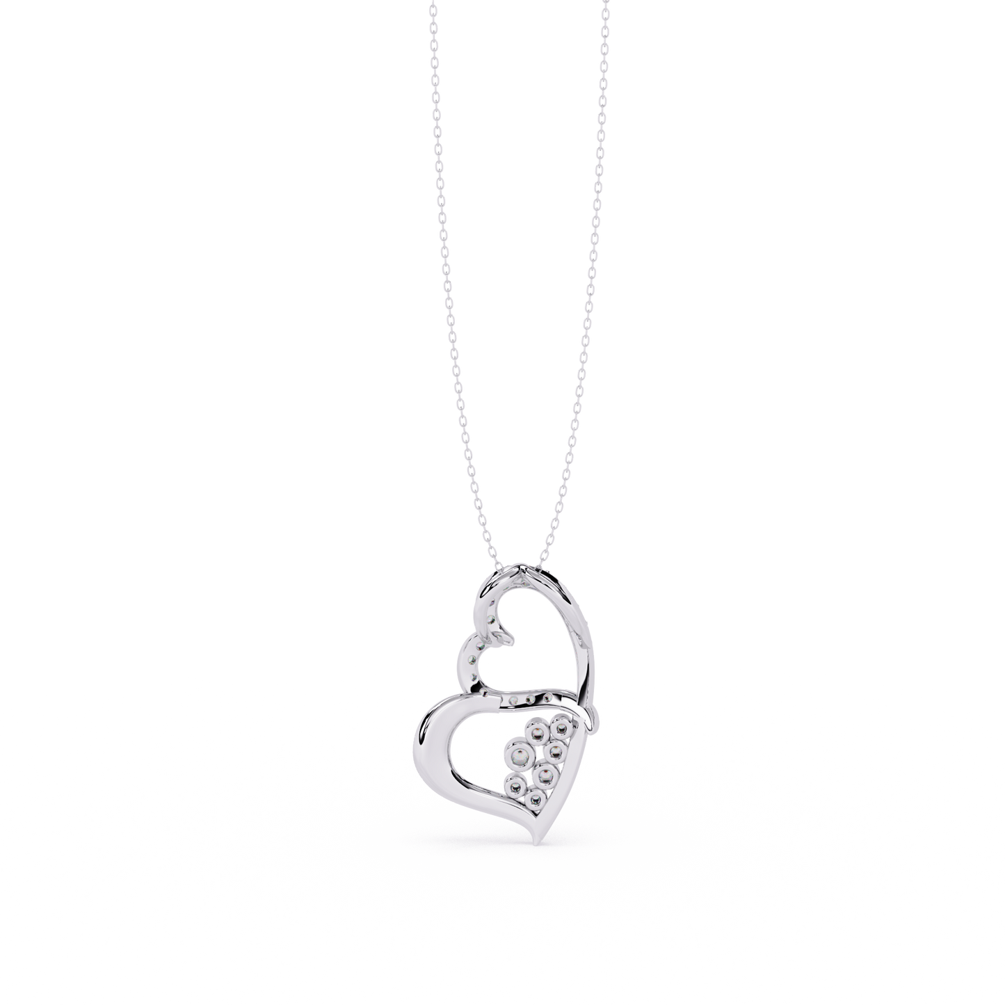 Modern Double Heart Design 0.36 Lab Grown Diamond Pendant in 3.98 Gold Setting (No Chain)