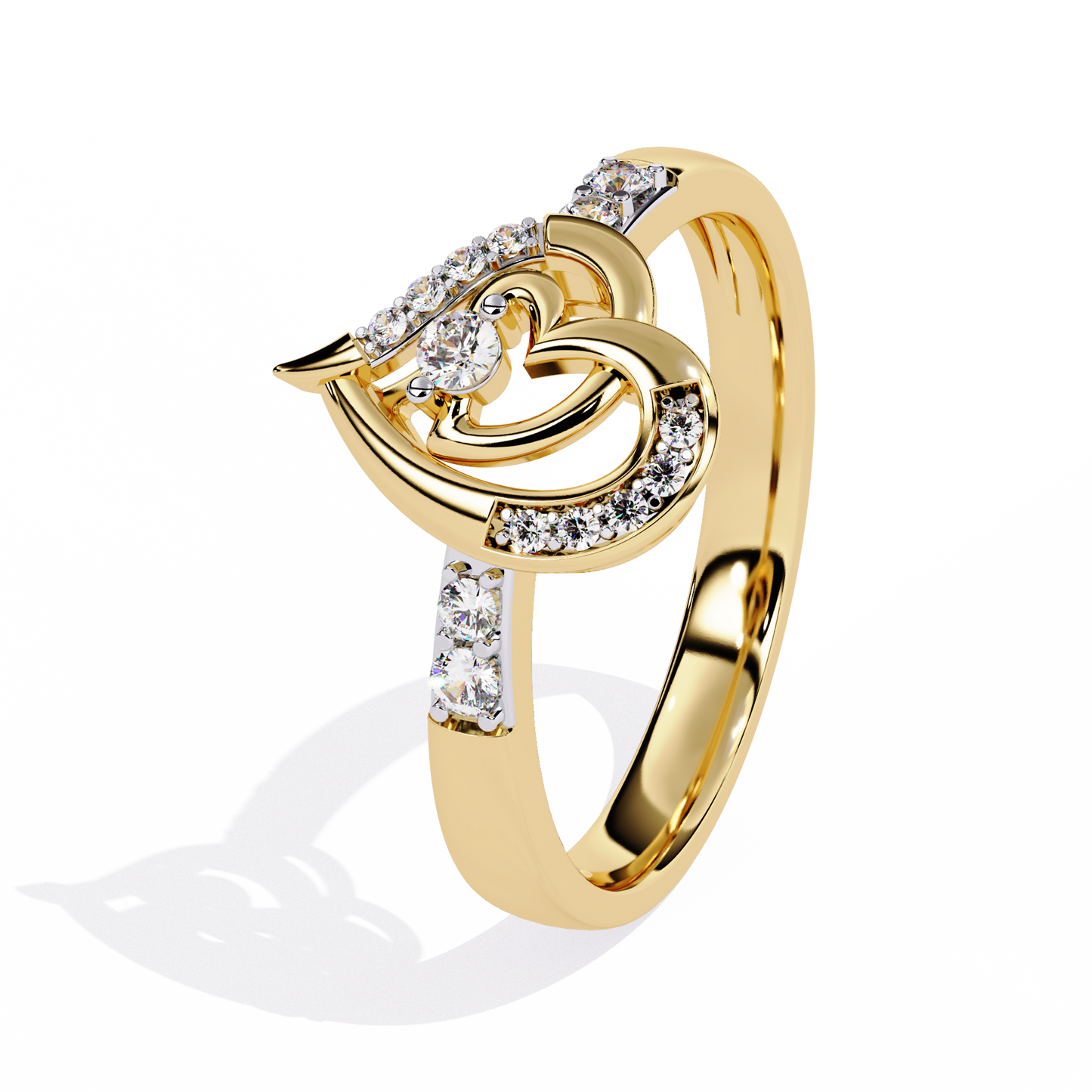 Sparkling Heart: 14k Gold Ring with 0.13ct Diamond Accent