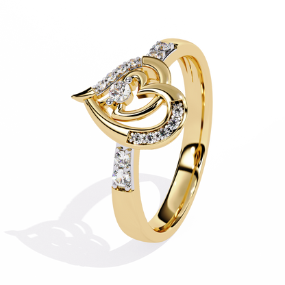 Sparkling Heart: 14k Gold Ring with 0.13ct Diamond Accent