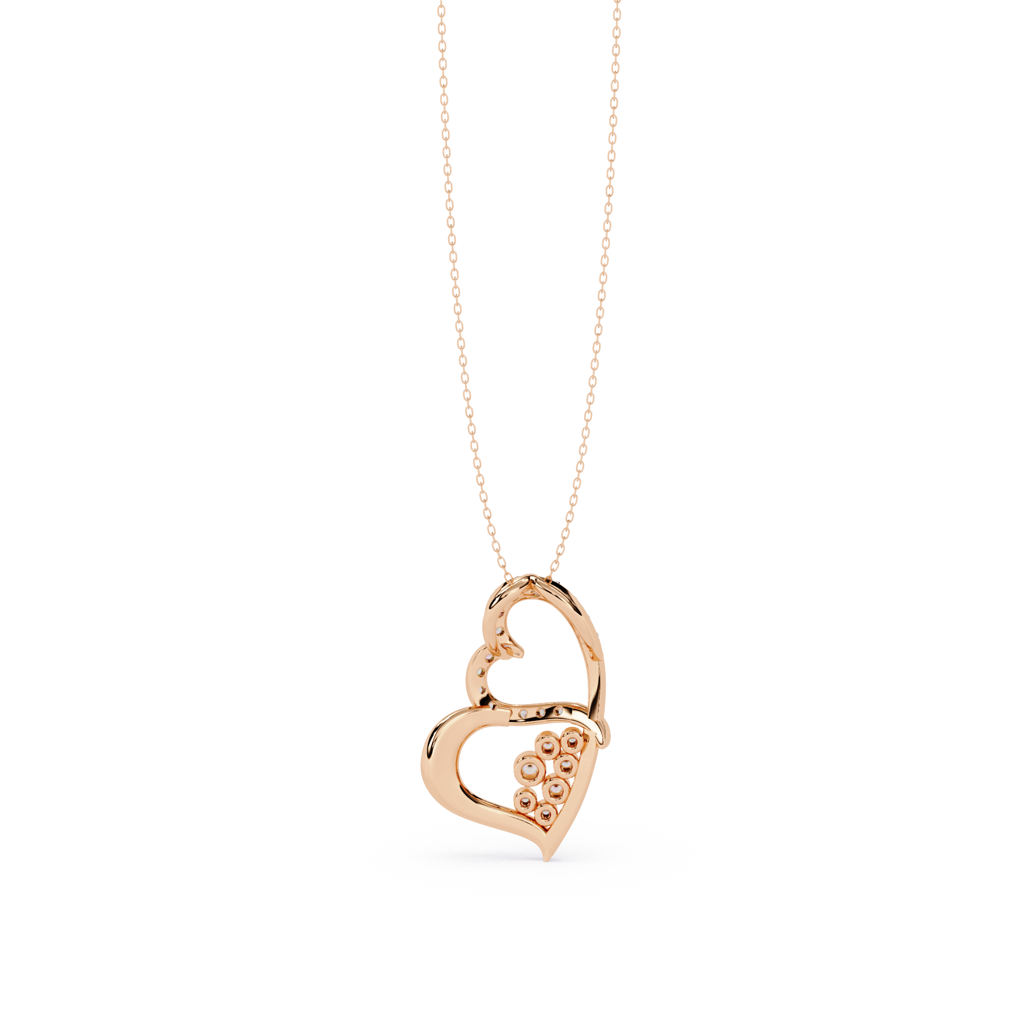 Modern Double Heart Design 0.36 Lab Grown Diamond Pendant in 3.98 Gold Setting (No Chain)
