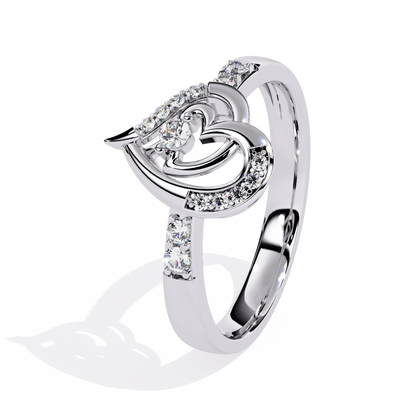 Sparkling Heart: 14k Gold Ring with 0.13ct Diamond Accent