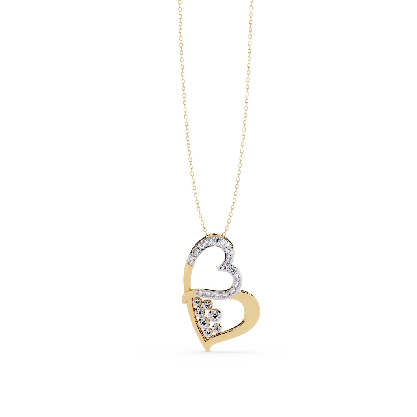 Modern Double Heart Design 0.36 Lab Grown Diamond Pendant in 3.98 Gold Setting (No Chain)