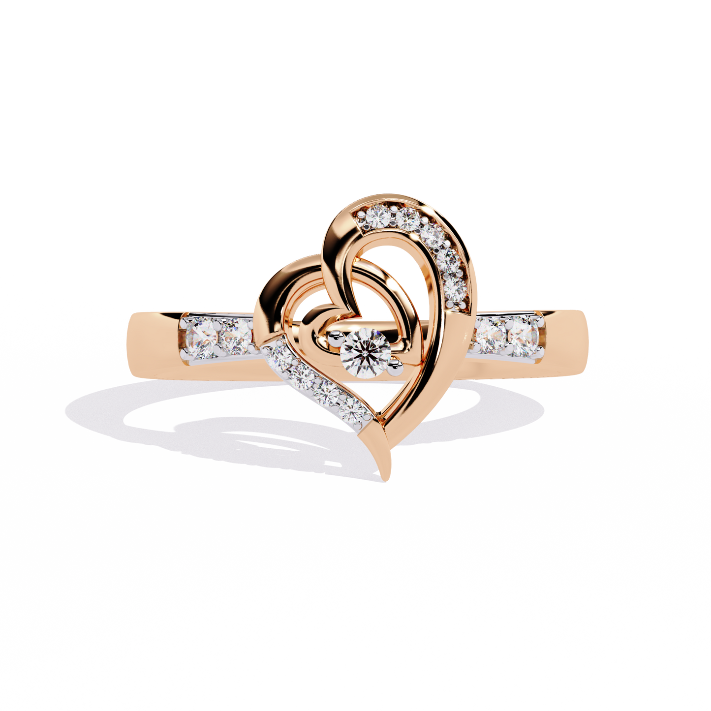 Sparkling Heart: 14k Gold Ring with 0.13ct Diamond Accent
