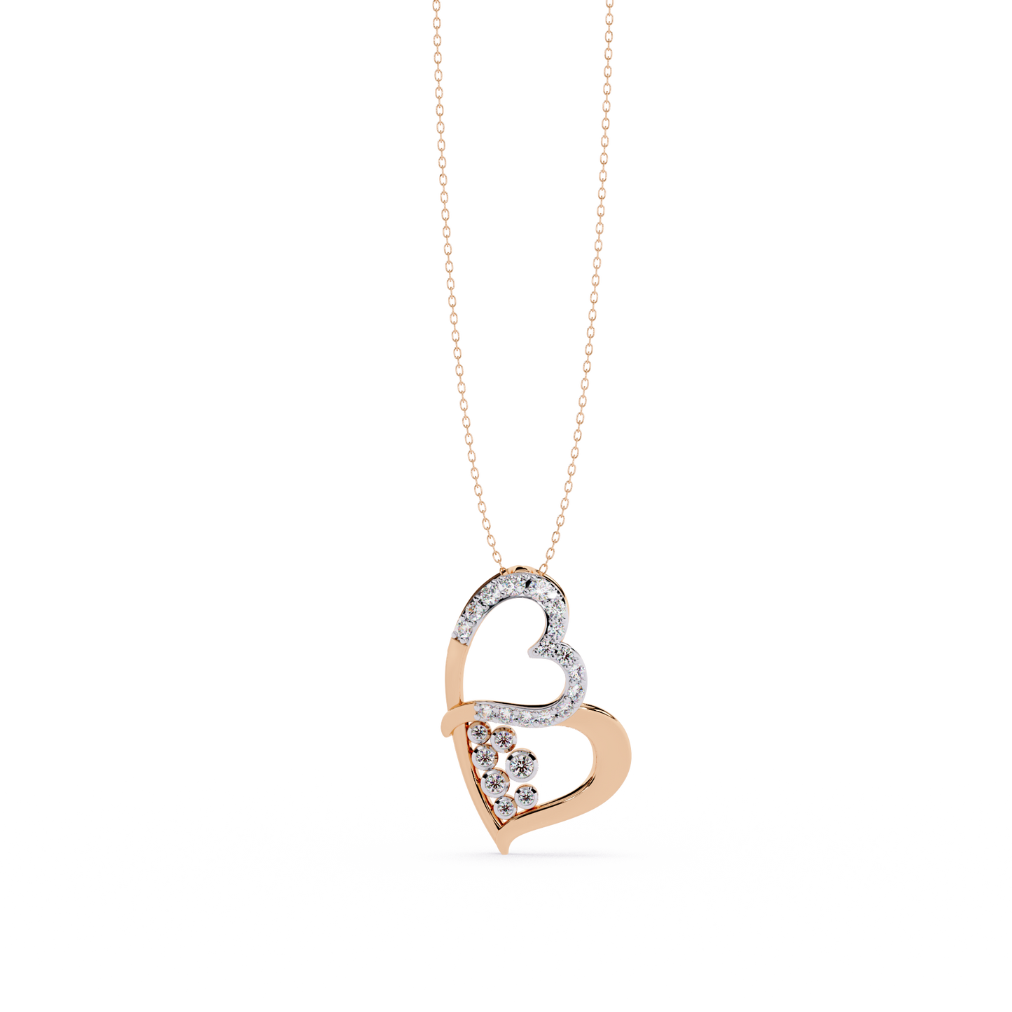 Modern Double Heart Design 0.36 Lab Grown Diamond Pendant in 3.98 Gold Setting (No Chain)