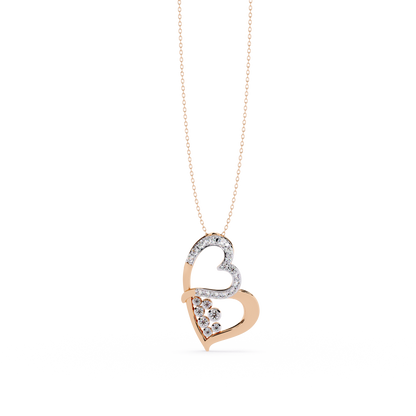 Modern Double Heart Design 0.36 Lab Grown Diamond Pendant in 3.98 Gold Setting (No Chain)