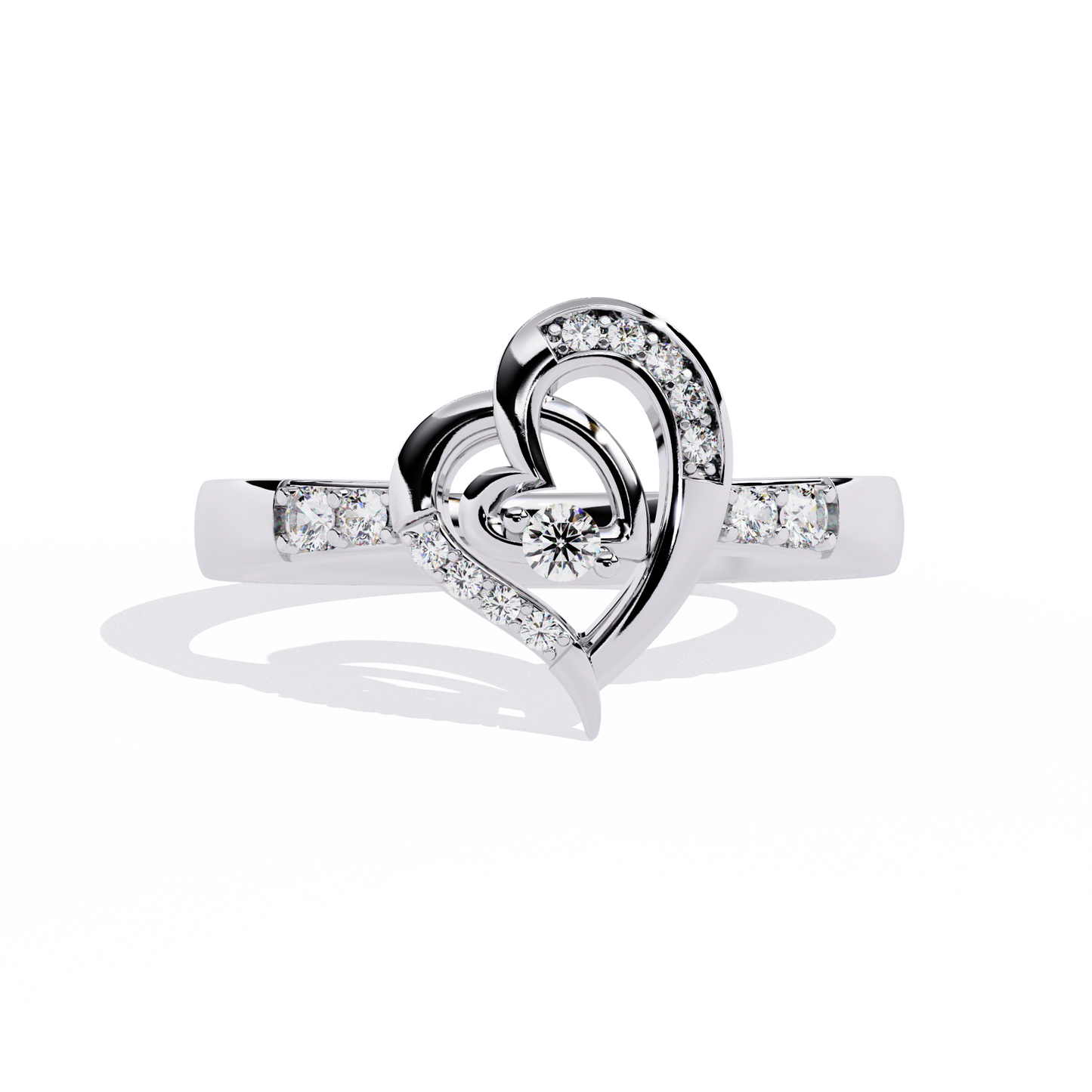 Sparkling Heart: 14k Gold Ring with 0.13ct Diamond Accent