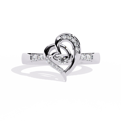 Sparkling Heart: 14k Gold Ring with 0.13ct Diamond Accent