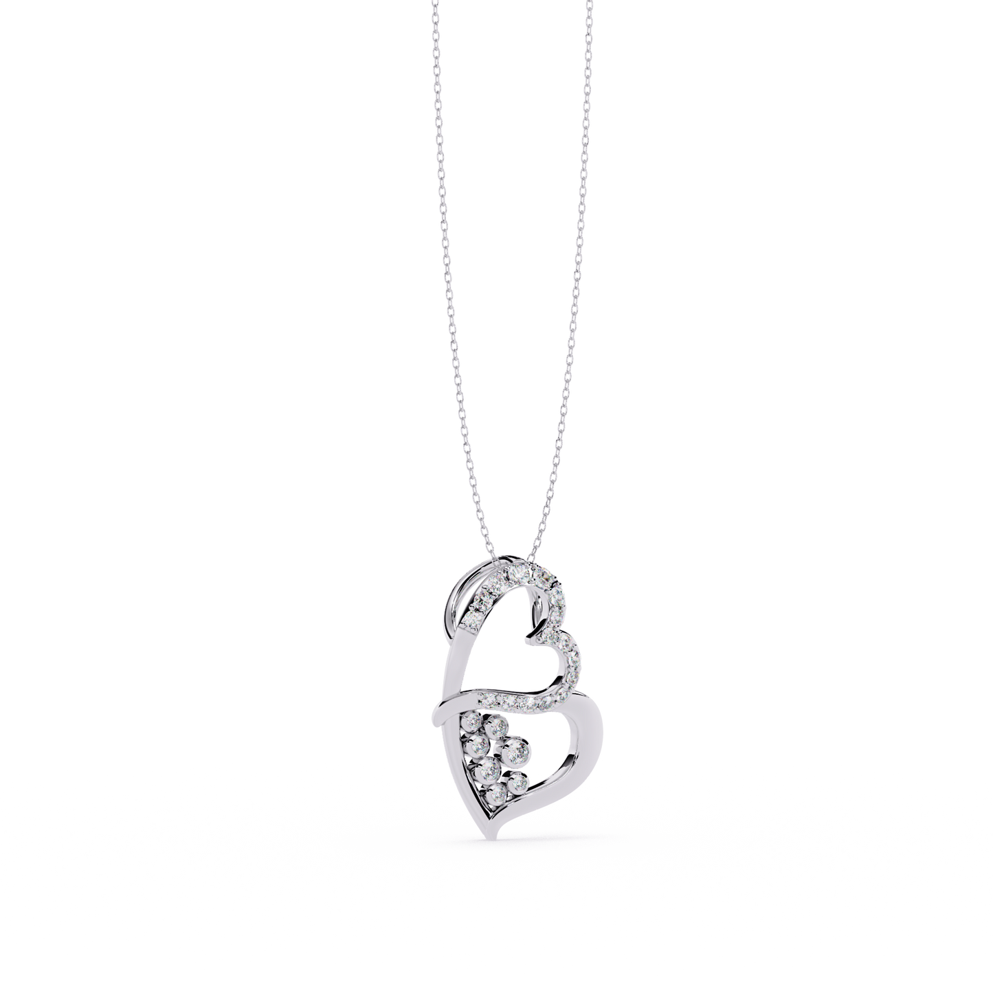 Modern Double Heart Design 0.36 Lab Grown Diamond Pendant in 3.98 Gold Setting (No Chain)