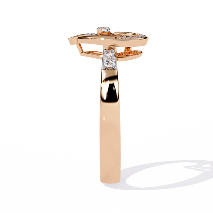 Sparkling Heart: 14k Gold Ring with 0.13ct Diamond Accent