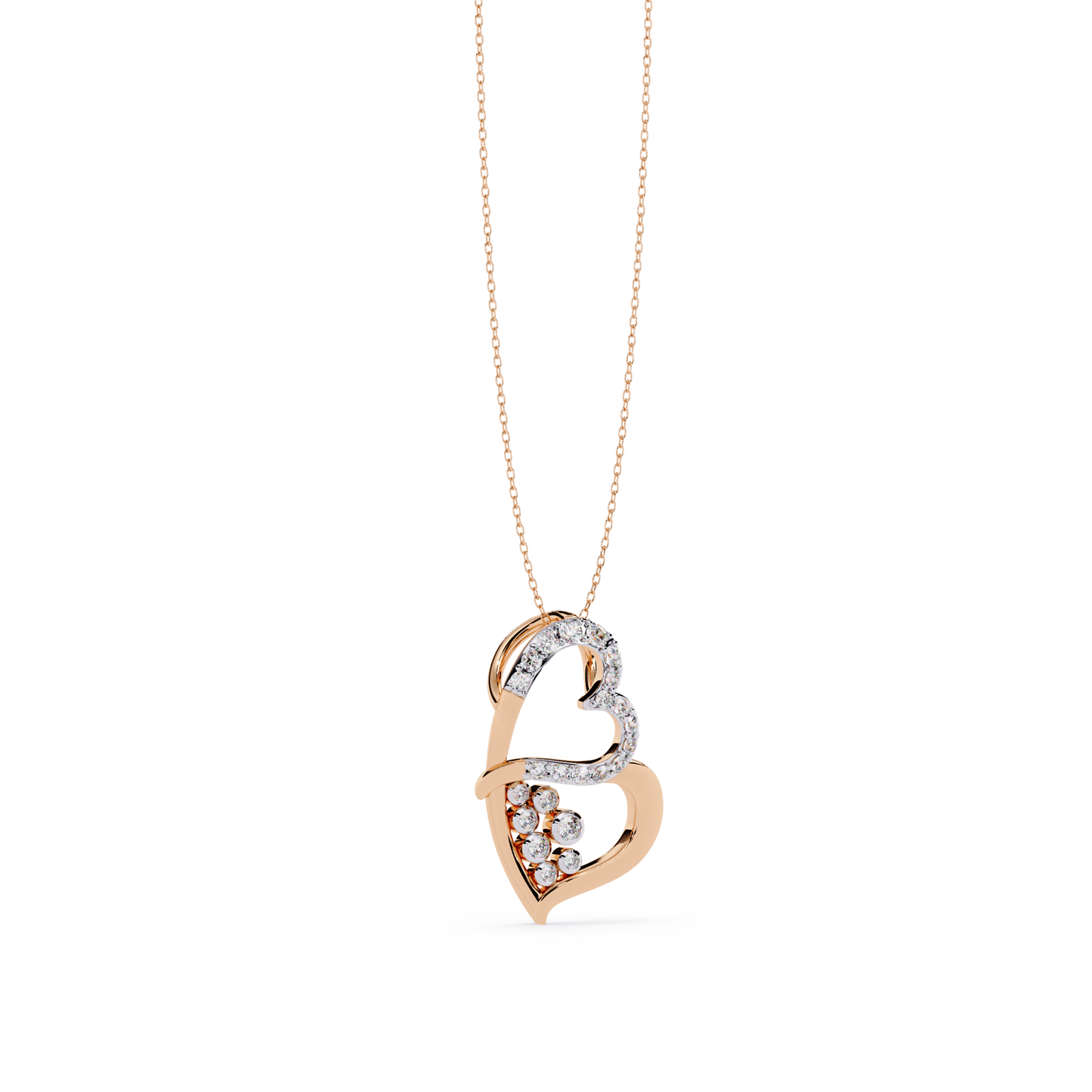 Modern Double Heart Design 0.36 Lab Grown Diamond Pendant in 3.98 Gold Setting (No Chain)