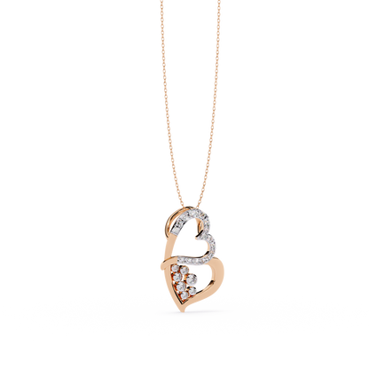 Modern Double Heart Design 0.36 Lab Grown Diamond Pendant in 3.98 Gold Setting (No Chain)