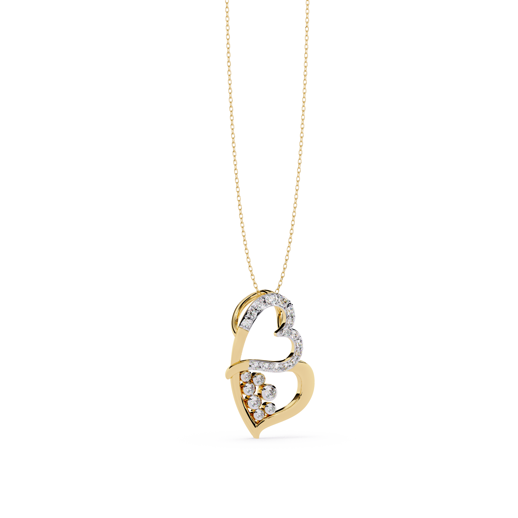 Modern Double Heart Design 0.36 Lab Grown Diamond Pendant in 3.98 Gold Setting (No Chain)