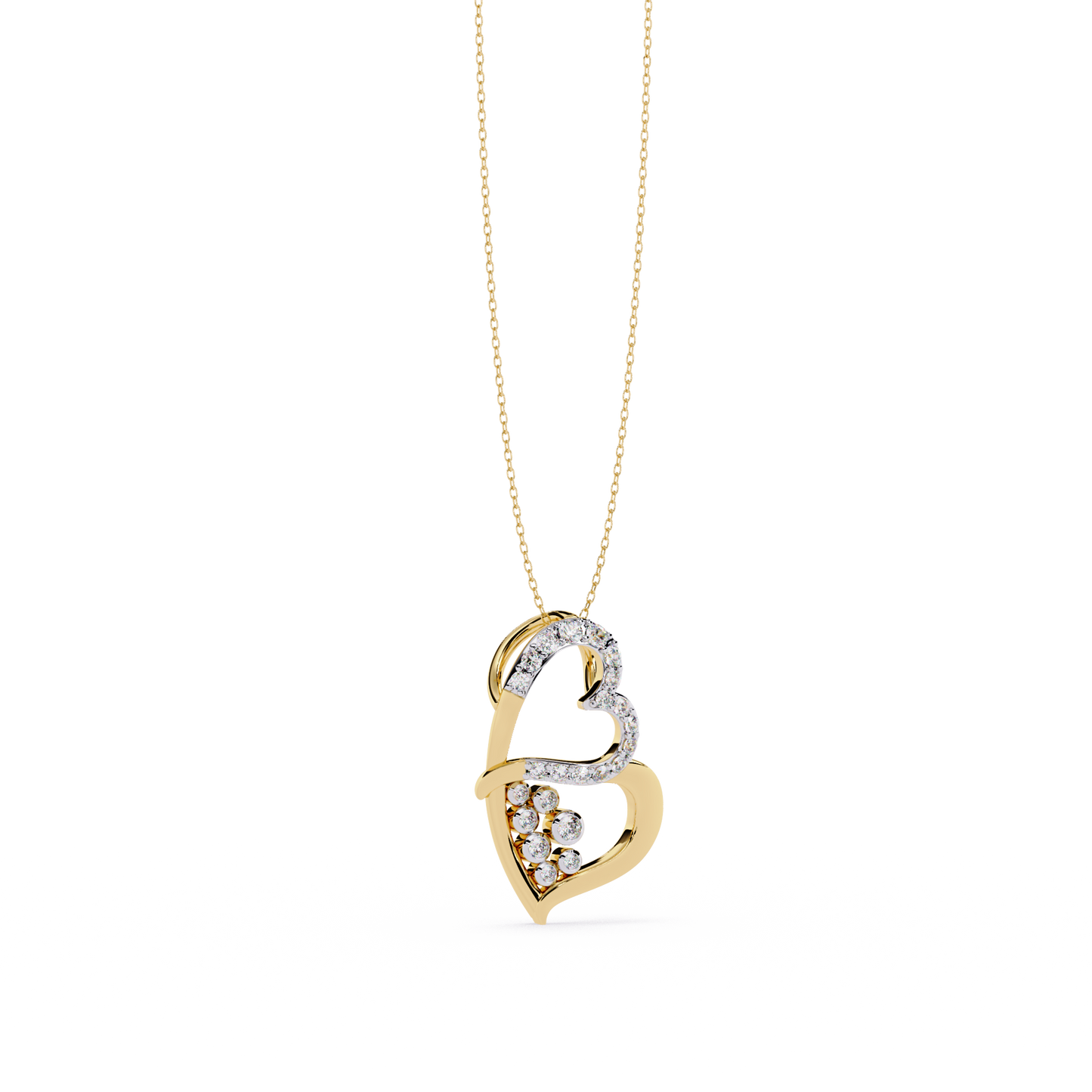 Modern Double Heart Design 0.36 Lab Grown Diamond Pendant in 3.98 Gold Setting (No Chain)